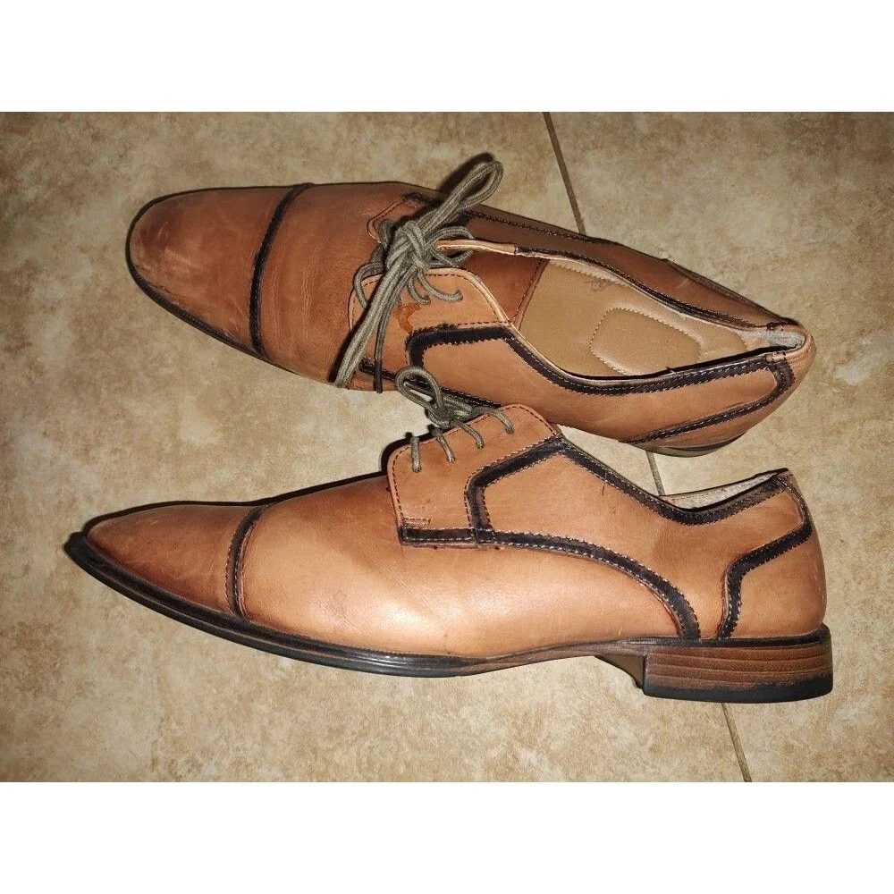Men's Bar III Dress Oxford Leather Brown Lace up Shoes Size 10.5 M